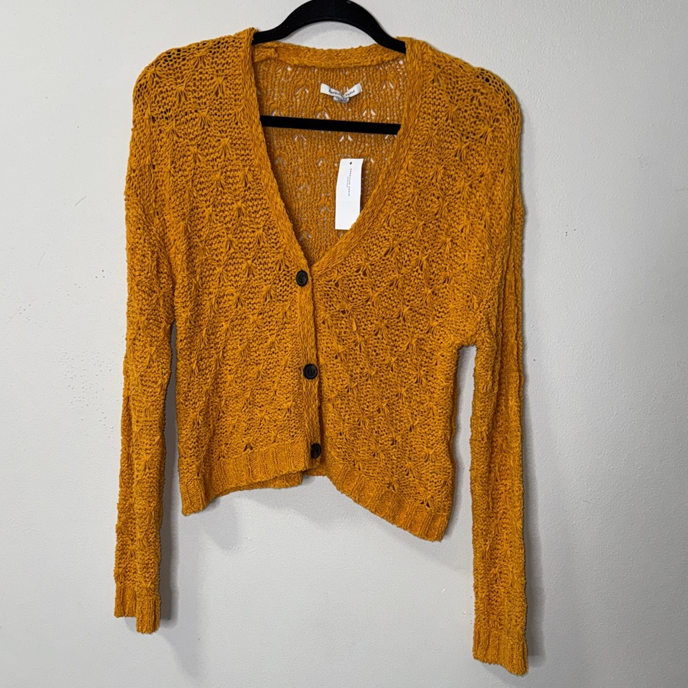 American Eagle Outfitters Gold Knit Cardigan mustard color button down XS #6231